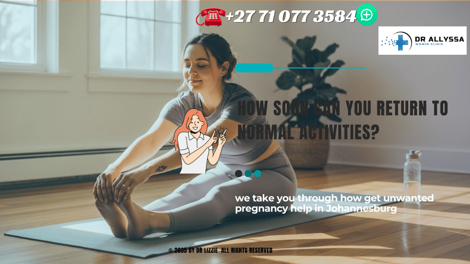 A woman in comfortable workout attire stretching on a yoga mat, symbolizing a gentle return to exercise post-abortion. (1)