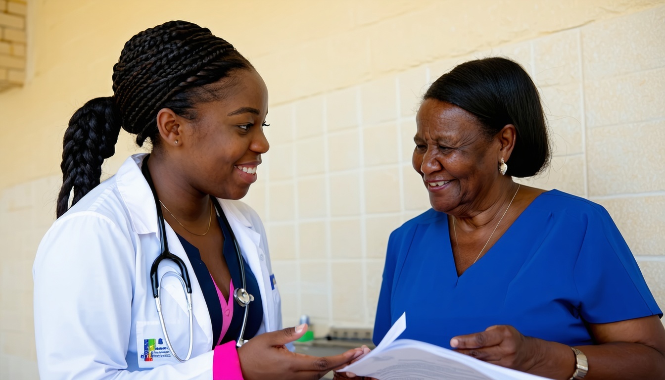 A healthcare professional discussing options with-2