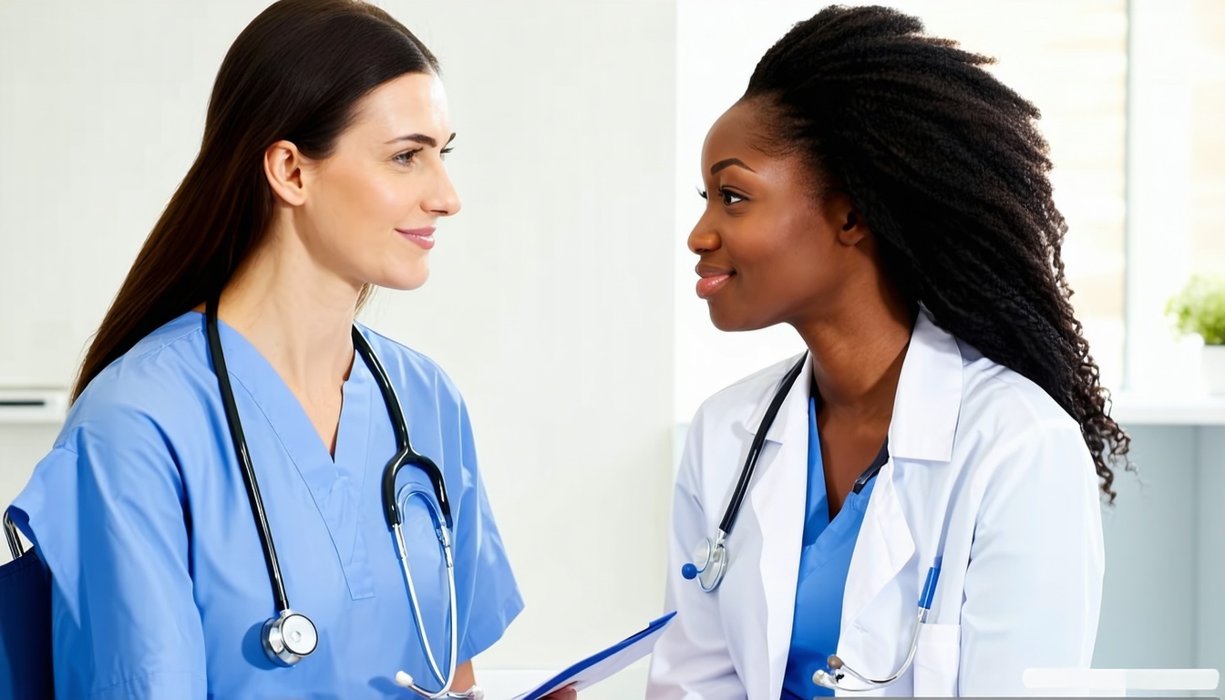 A woman consulting with her healthcare provider